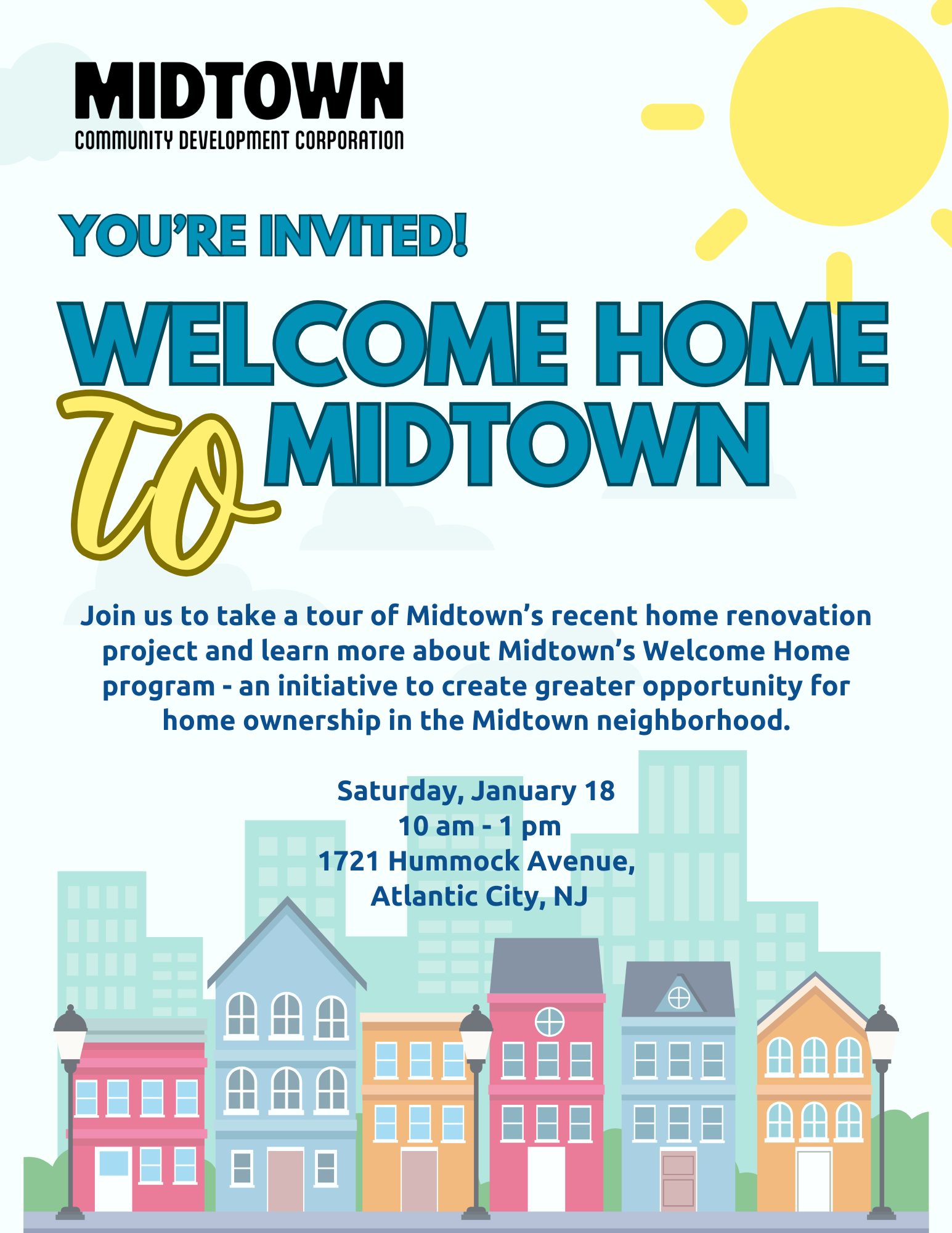 Flyer promoting Midtown CDC's Community Open House on January 18.